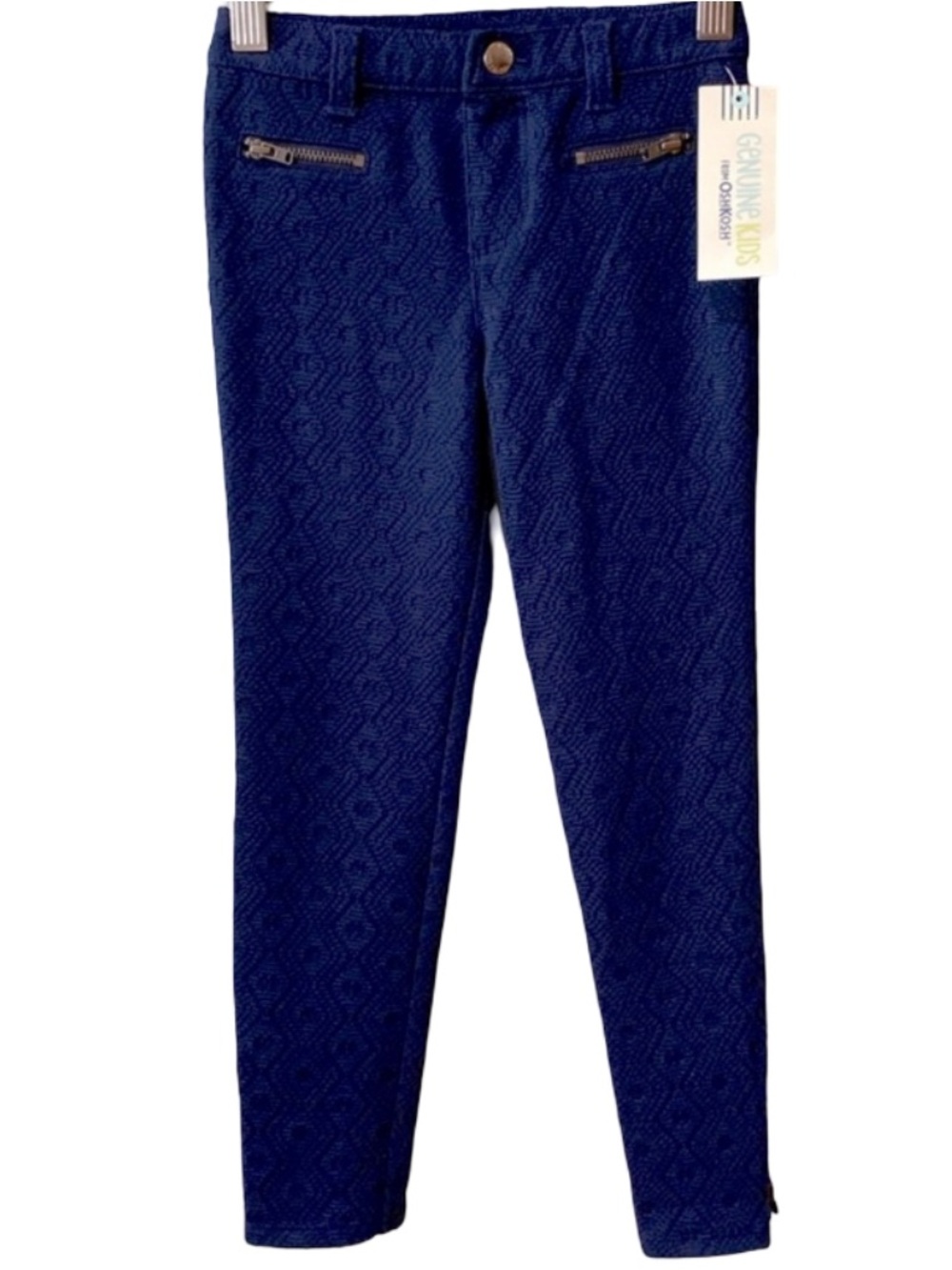 Genuine Kids by OshKosh Navy Blue Quilted Leggings with Zipper Details Girls 5T
